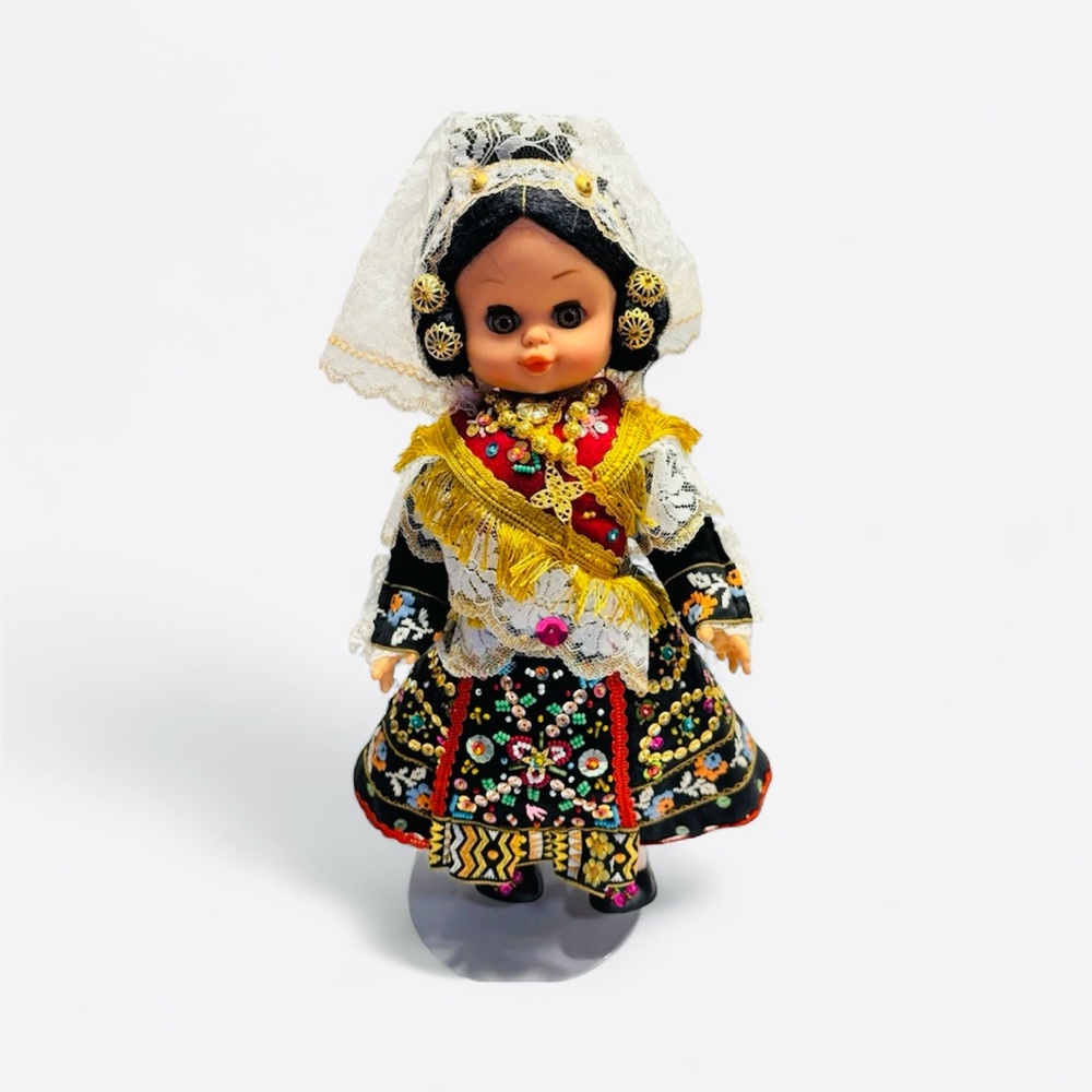 Vintage Traditional European Doll with Colorful Dress beautiful beads